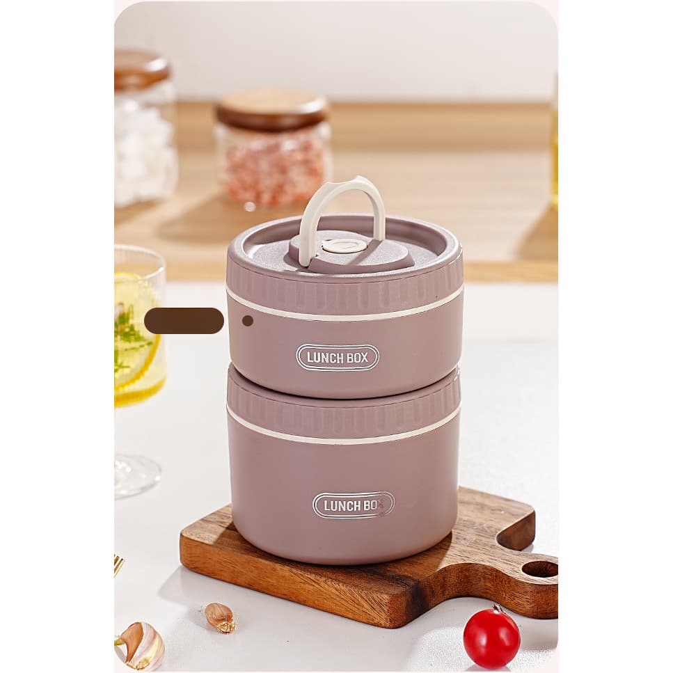 Pote térmico de inox empilhável, lancheira individual com tampa hermética para trabalho e viagem