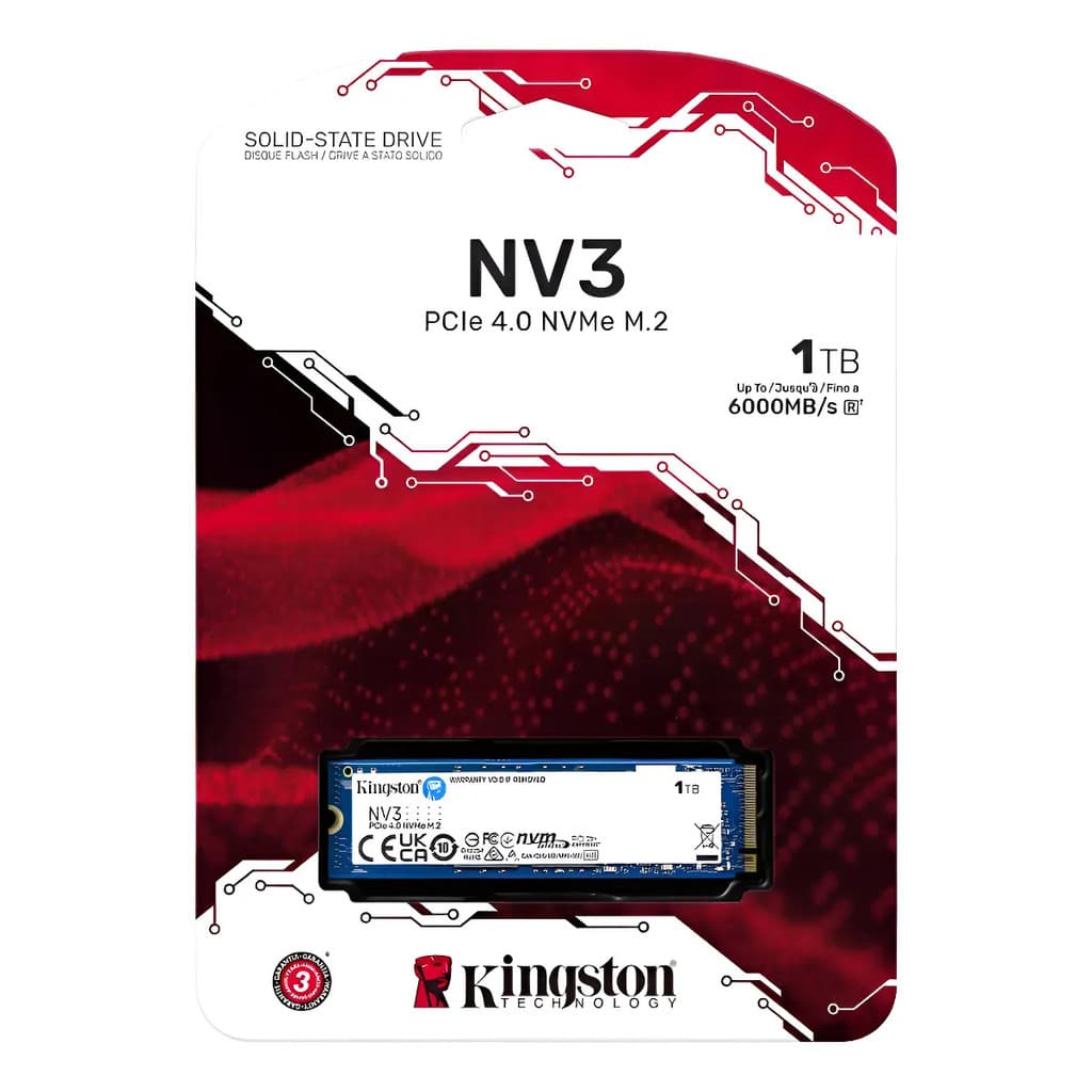 Ssd 1tb M.2 Kingston Nv3 2280 Nvme 4.0 Gen 4x4 Ultra Rápido