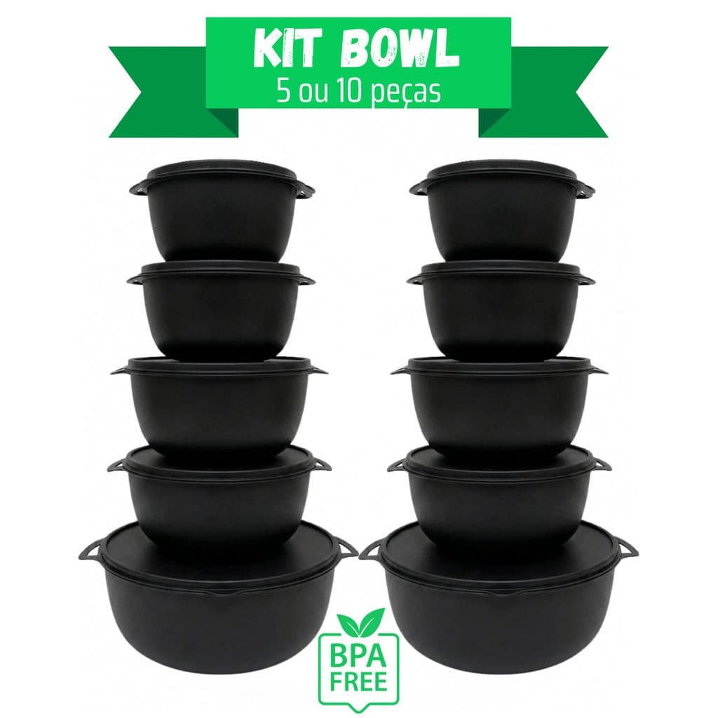 Kit 10 ou 5 Bowls - Plásticos - Vasilhas - Livre de BPA