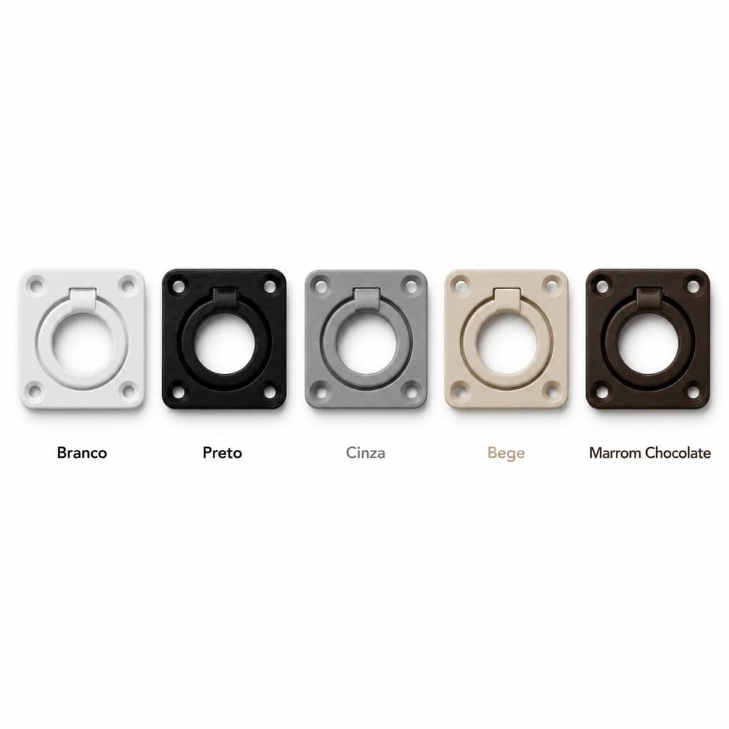 Puxador de Armário Gaveta Modelo Argola Colorido Kit 16 Branco Preto Marrom Chocolate Cinza BegeParafusos