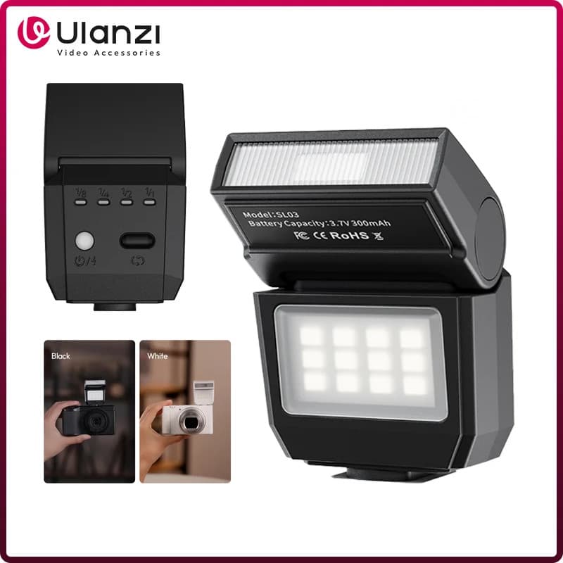 Ulanzi SL03 Mini Speedlight Flash Câmera GN8 Luz De Preenchimento Ajustável De 4 Níveis Para Canon Sony Nikon DSLR