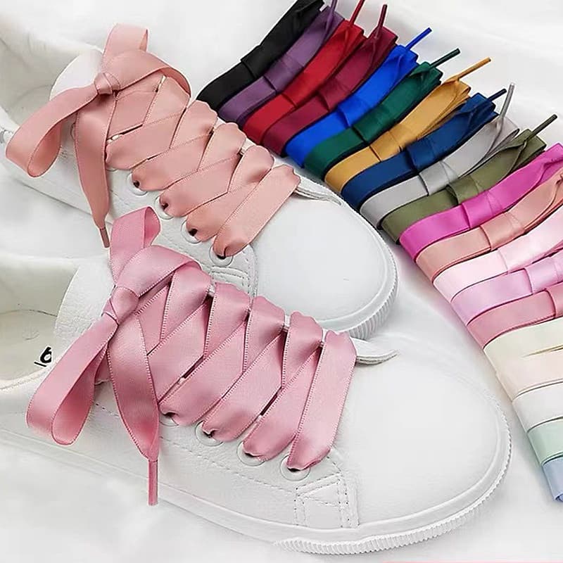 Cadarços de seda, fitas de cetim planas, cadarços para calçados esportivos femininos, cadarços para botas masculinas, ca