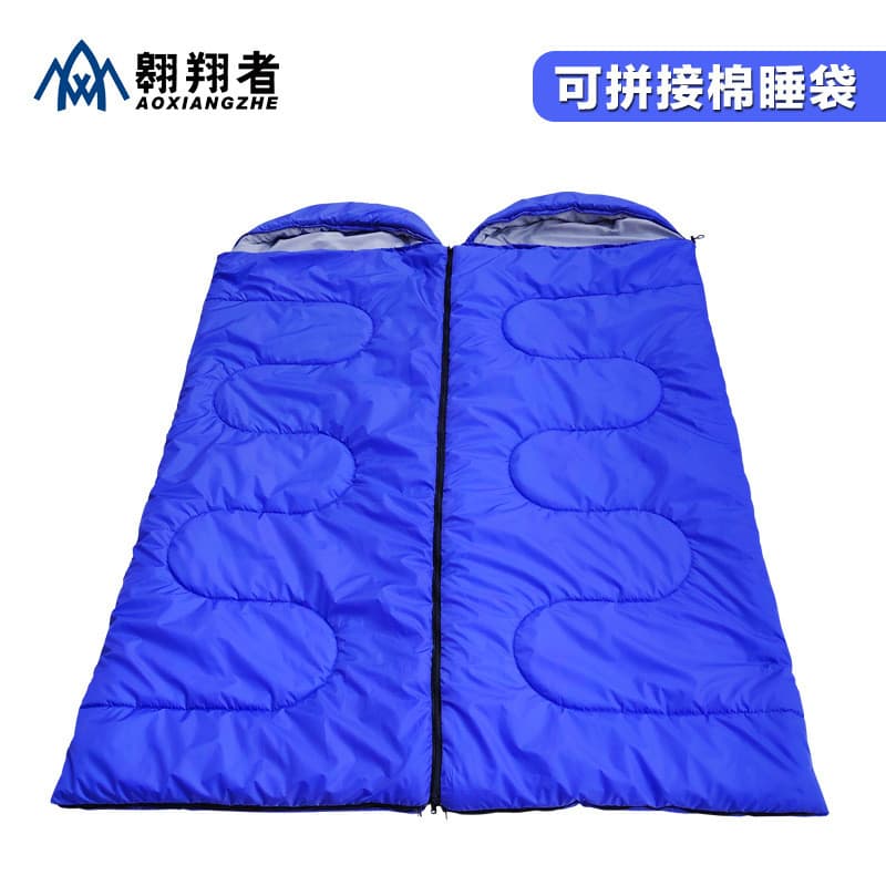 Saco de Dormir Azul Soaring para Dois, Conectável, com Área para os Pés Respirável, para Primavera e Outono, Saco de Dor