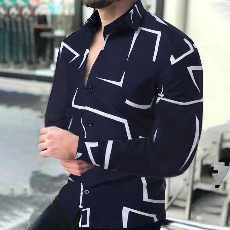Camisa Casual de Primavera e Outono, Manga Longa, Tamanhos S-4XL, Estampa 3D HD, Cardigã de Lapela com Botões, Camisa Ha
