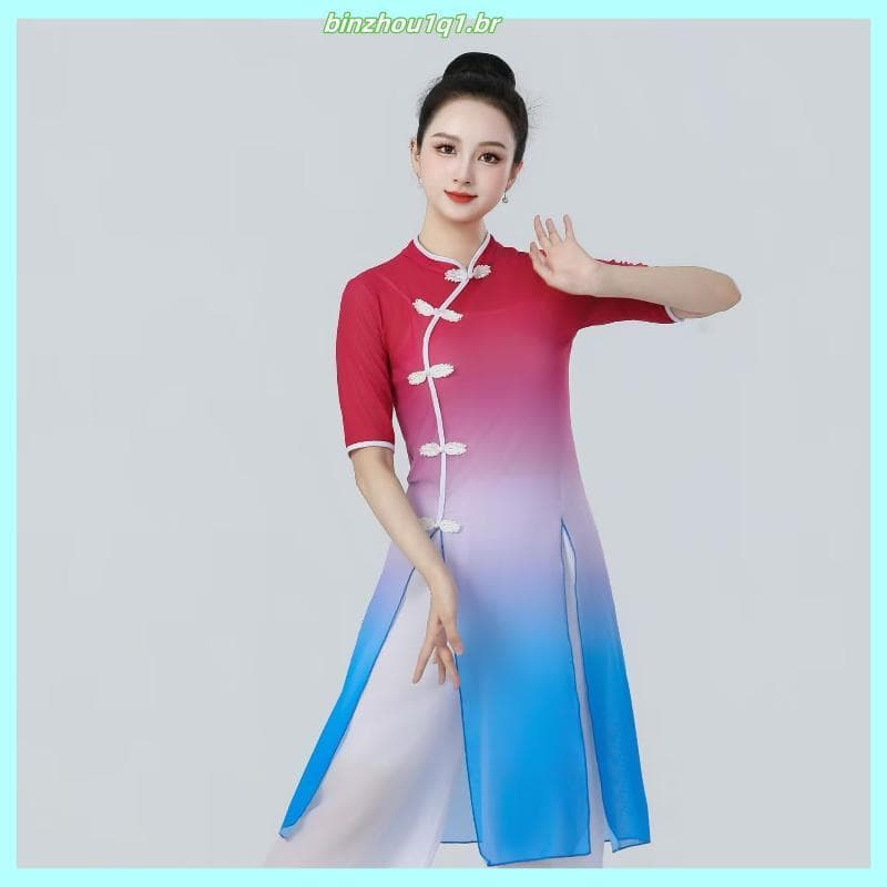 Novo estilo traje de dança quadrada Yangko traje feminino adulto tambor traje desempenho dança étnica estilo chinês anti