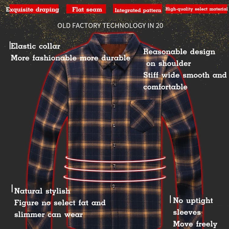 [Estilo e Calor]  novo inverno camisa masculina xadrez premium com forro térmico