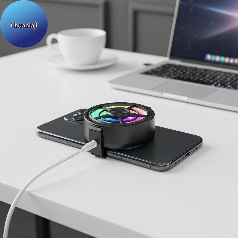 Chuaniaji Clip On Phone Cooler Fan Fácil Instalação RGB Light USB Powered Radiador De Resfriamento Rápido Para Todos Os