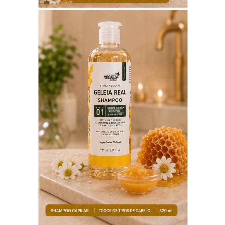 SHAMPOO DE GELEIA REAL – VEGETAL DO BRASIL | NUTRIÇÃO INTENSA | HIDRATAÇÃO PROFUNDA | RECONSTRUÇÃO CAPILAR | 380ML