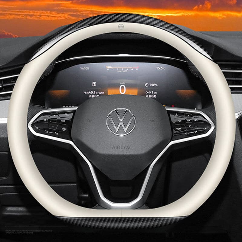 Capa de volante Volkswagen LAVIDA SAGITAR MAGOTAN TAYRON THARU TIGUAN GOLF BORA PASSAT, capa de couro para volante