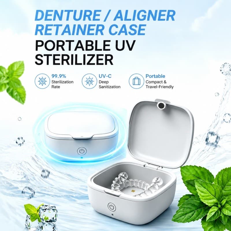 XD020 Caixa De Esterilização De Alinhador Invisível Portátil 270-280nm Lâmpadas LED UVC Taxa 99.99 % 3 Minutos Desinfecç