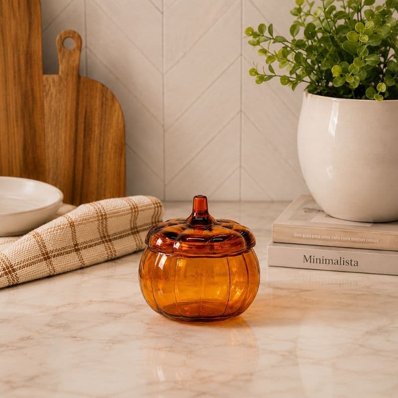 Pote Vidro Abóbora Âmbar 180ml para Condimentos