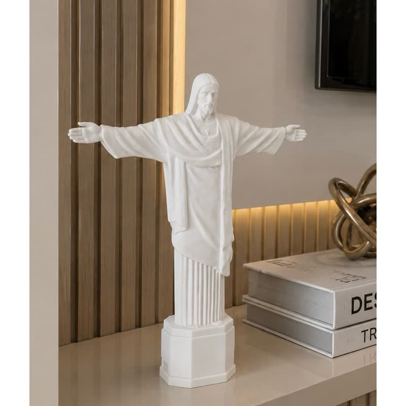 Escultura Cristo Redentor | Estátua Decorativa  | Decoração Religiosa Moderna para Sala, Escritório e Presente