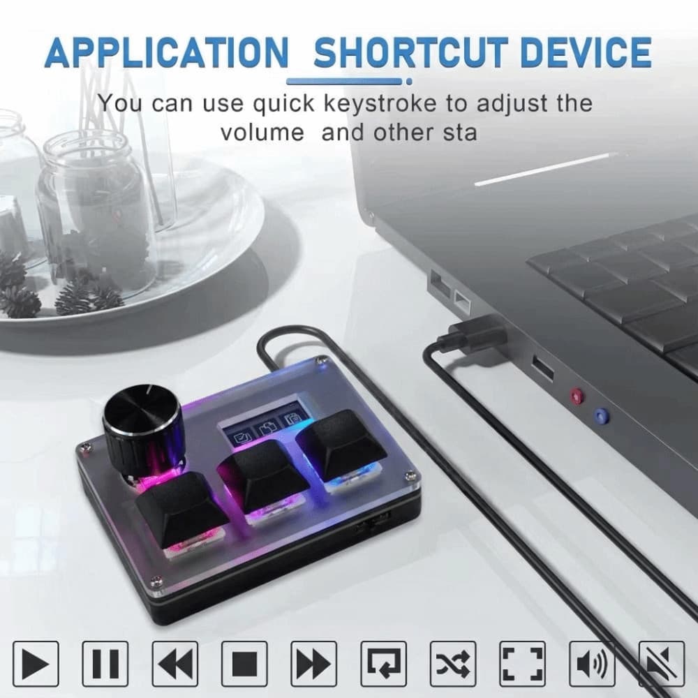 Mini Teclado De 3 Teclas , Tela Colorida Com Mecânico Programável Botão Multifuncional , Compacto