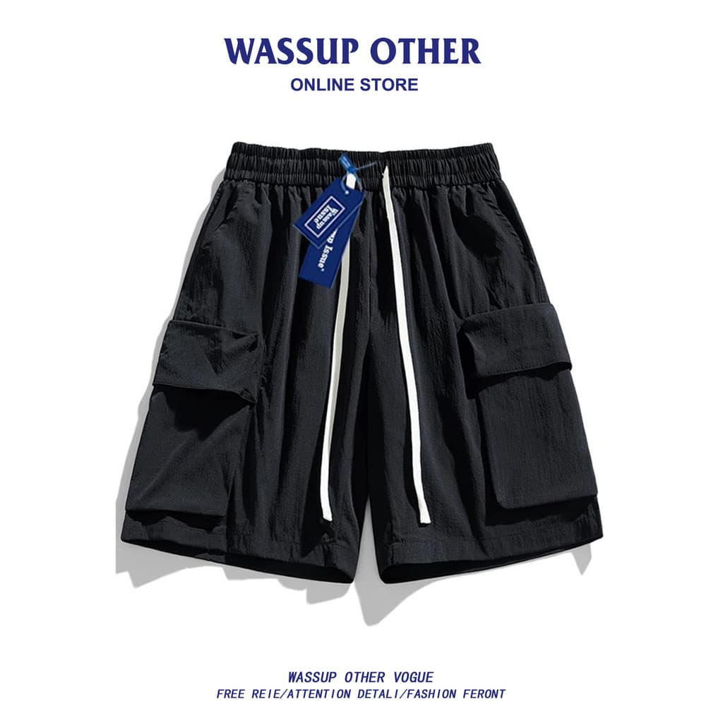 WASSUP OUTRO Macacão Americano Shorts Masculino Verão Dopamina Função Solta Casual Calças de Cinco Pontos de Secagem Ráp