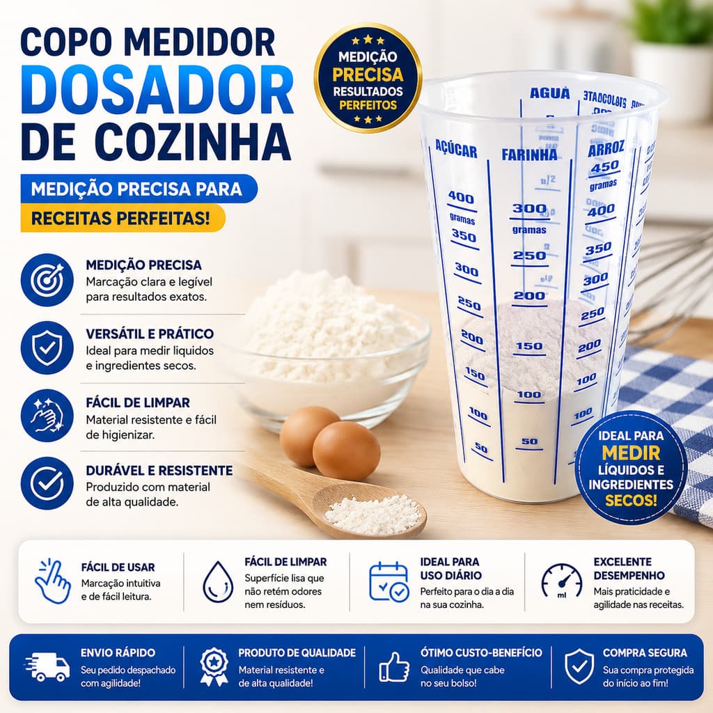 Copo Medidor De Cozinha Dosador Medida