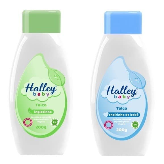 Halley Baby Talco 1 Inglesinha Lavanda e Camomila Verde e 1 Cheirinho de Bebê Azul
