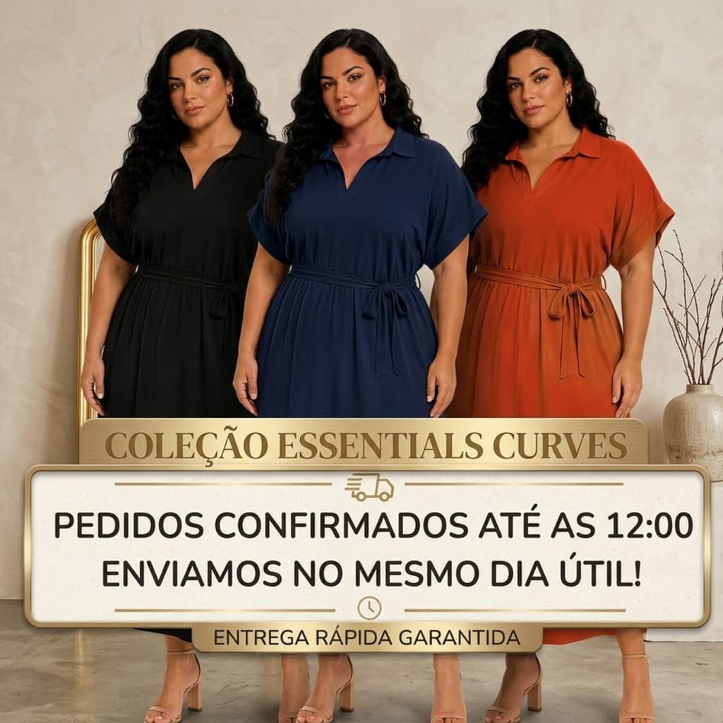 Vestido Midi Plus Size Feminino Chemise Faixa Gola V Moda Evangélica Casual Social Elegante Longo