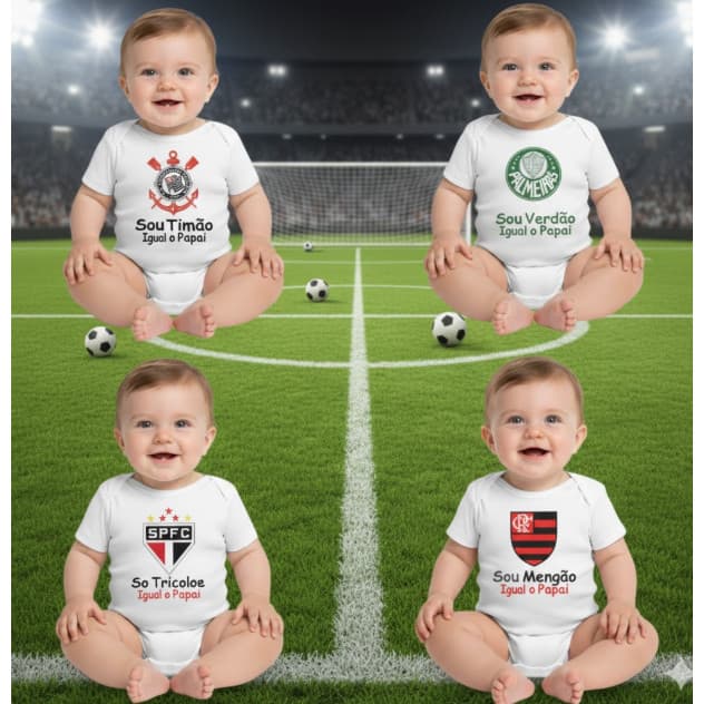 Body Bebê Time Futebol Torcedor Jogador Presente Frase Sou ... Igual o Papai
