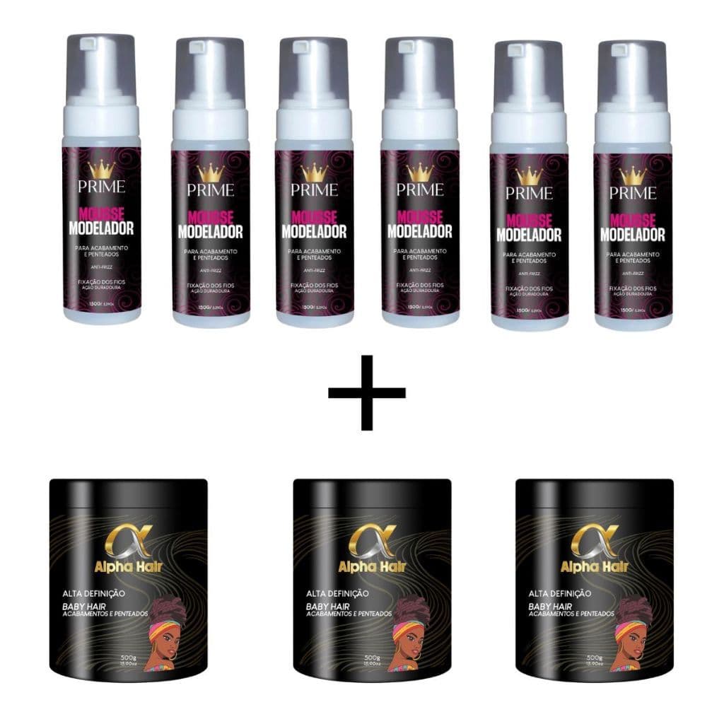 Kit Trancista - 6X Mousse Modelador Prime + 3X Pomada Modeladora Alpha 500g