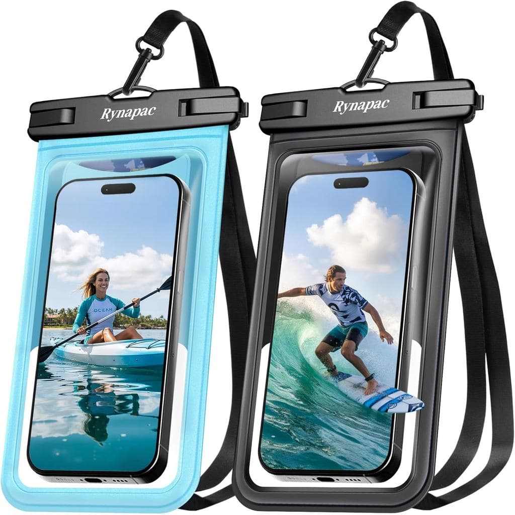 Bolsa Impermeável para Telefone Rynapac [Até 8,5"] - Pacote com 2, Capa Impermeável IPX8 com Cordão para 17 16 15 Pro Ma