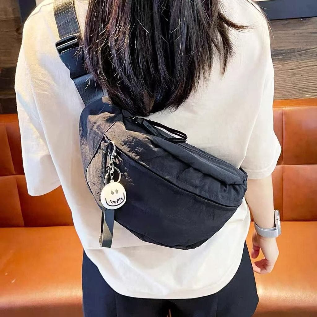 Bolsa de cintura para o dia a dia, casual e leve, de cor sólida, bolsa de ombro feminina, bolsa transversal com comparti