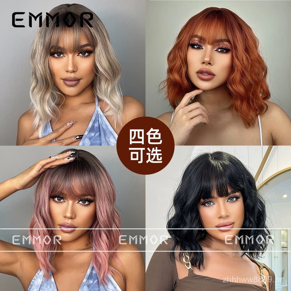 Peruca feminina de cabelo curto cacheado estilo europeu e americano, cabelo curto cacheado jovial para o dia a dia, vers