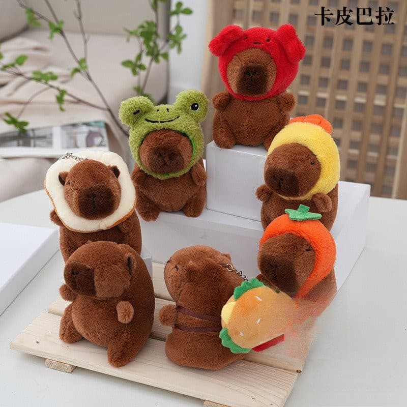 Almofada de pelúcia de capivara, chaveiro de capivara, pingente fofo, presente de aniversário para a menina.