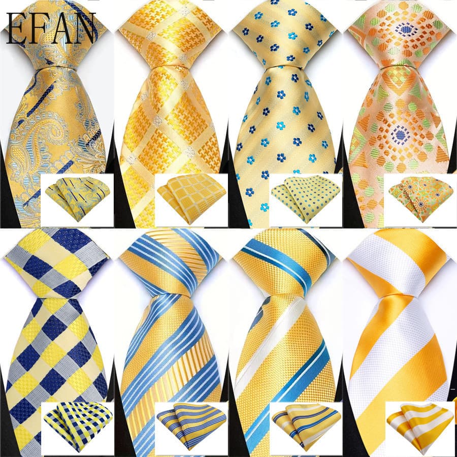 Ouro Amarelo Moda Paisley Listras Sólidas Masculinas 8cm Gravatas De Casamento Para Homens Novo Design Lenço Pescoço Gra