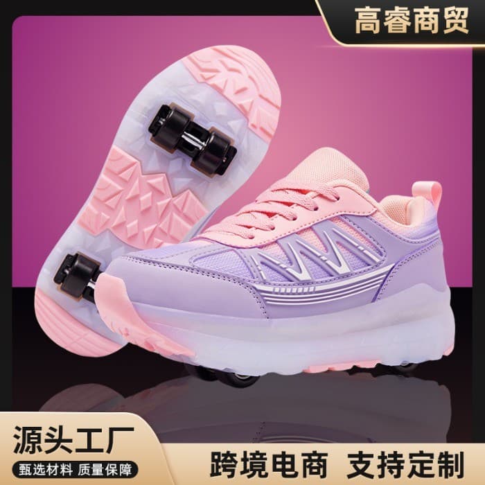 Venda quente sapatos infantis Runaway meninos patinação de quatro rodas estudante juventude patins fileira dupla meninas