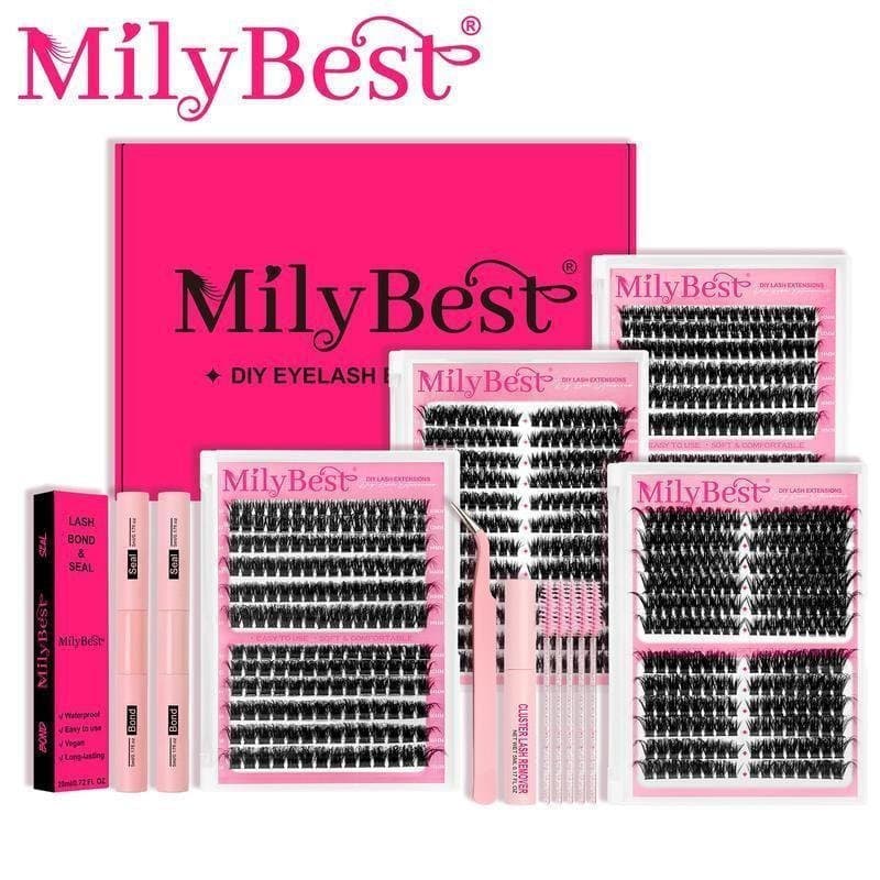 MilyBest4Styles Conjunto de Cílios, 1 Kit de Extensão de Cílios Individuais de Comprimento Misto, Com pinça, Cílios auto