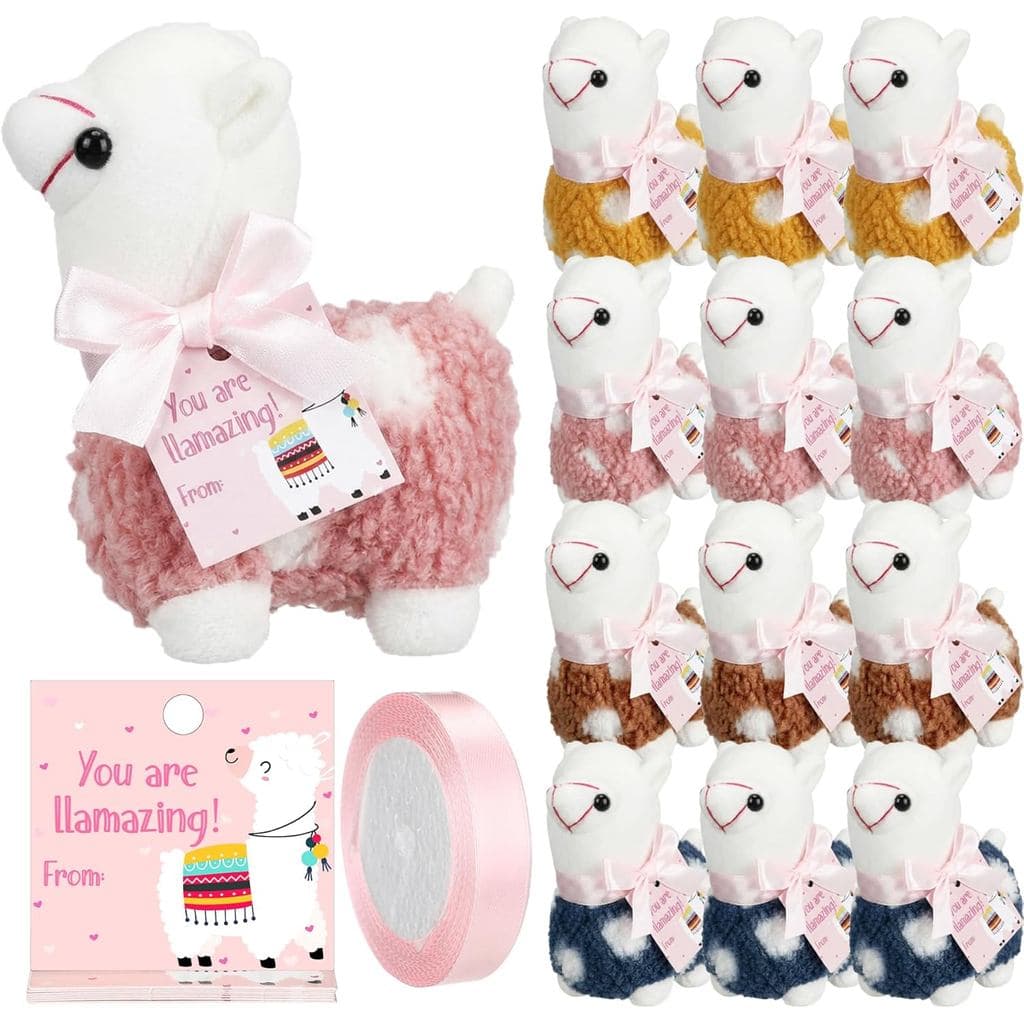 12 Peças de Mini Animais de Pelúcia Lhama em Lote, Bonecos de Pelúcia Alpaca de 4,5 Polegadas, Animais de Pelúcia Fofos