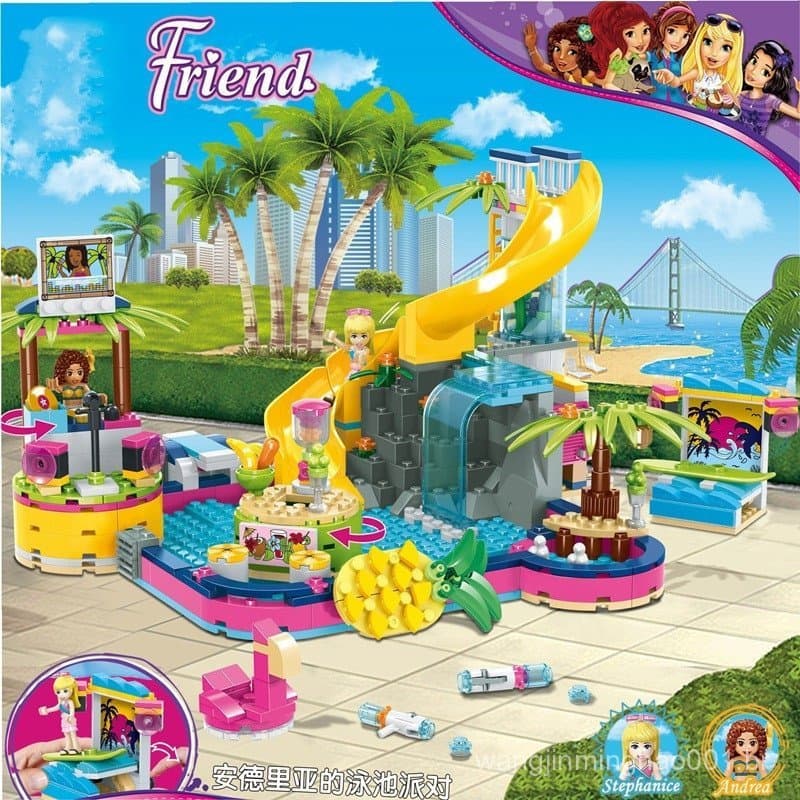 Pronto Estoque 868 PCS Heartlake City Summer Pool Montado Blocos De Construção Menina Amigos Série Castelo Villa Brinque