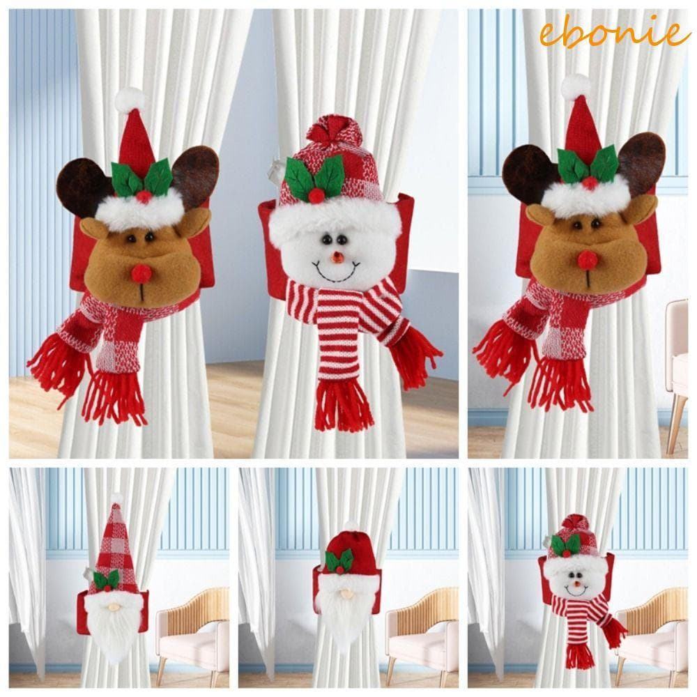 EBONIE Tieback De Cortina De Papai Noel , Laços Natal Elk Kawaii , Fivela Desenho Animado Clássico De Festival