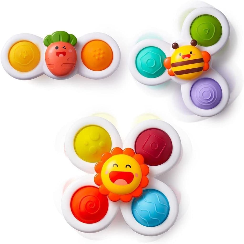 LiKee Brinquedos Sensoriais Giratórios com Ventosa Forte para Banho, Presentes de Natal para Bebês, Brinquedos para Viag
