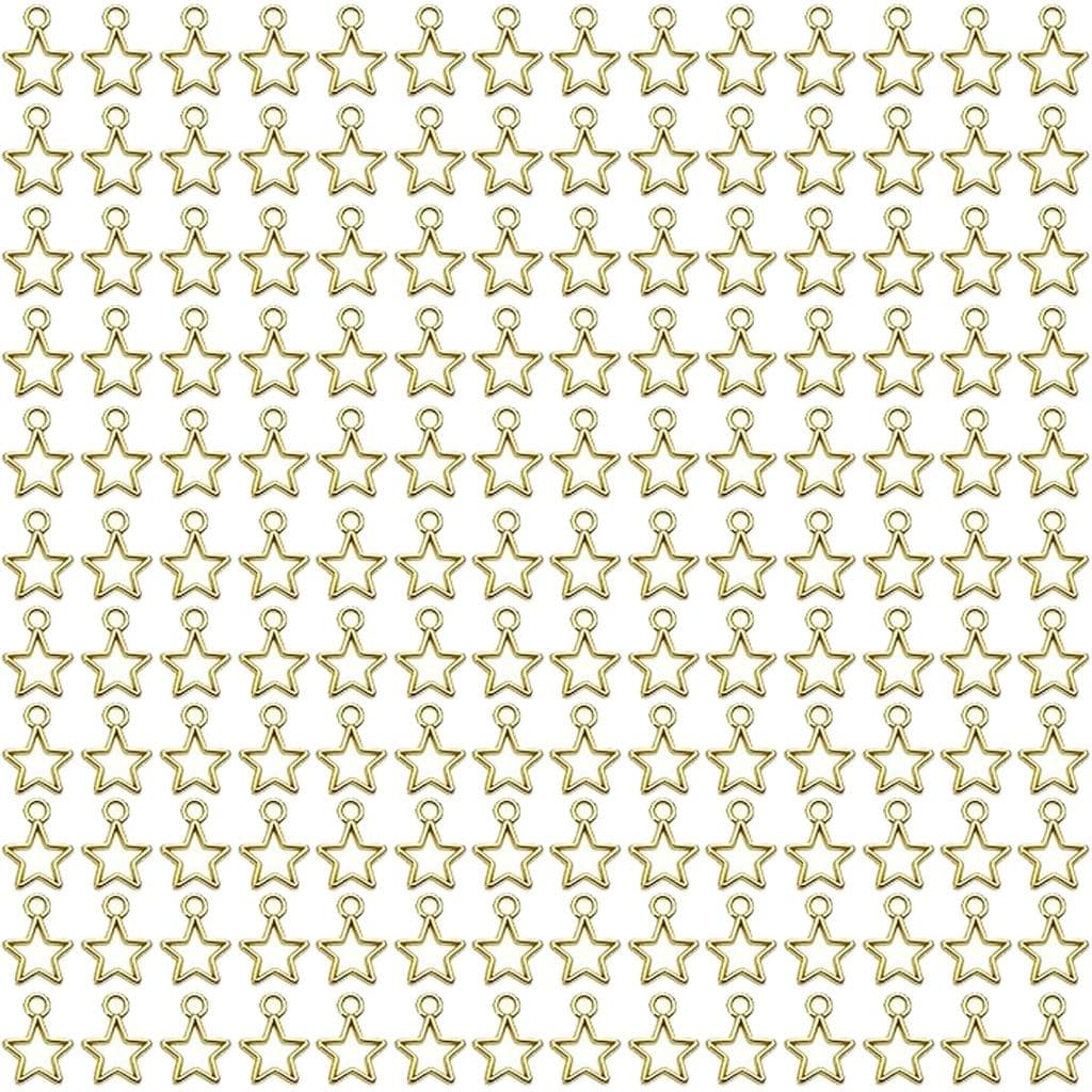 Xeahung 200 Peças de Mini Pingentes em Forma de Estrela, Charms de Metal Pequenos para Kit de Fabricação de Joias, Colar