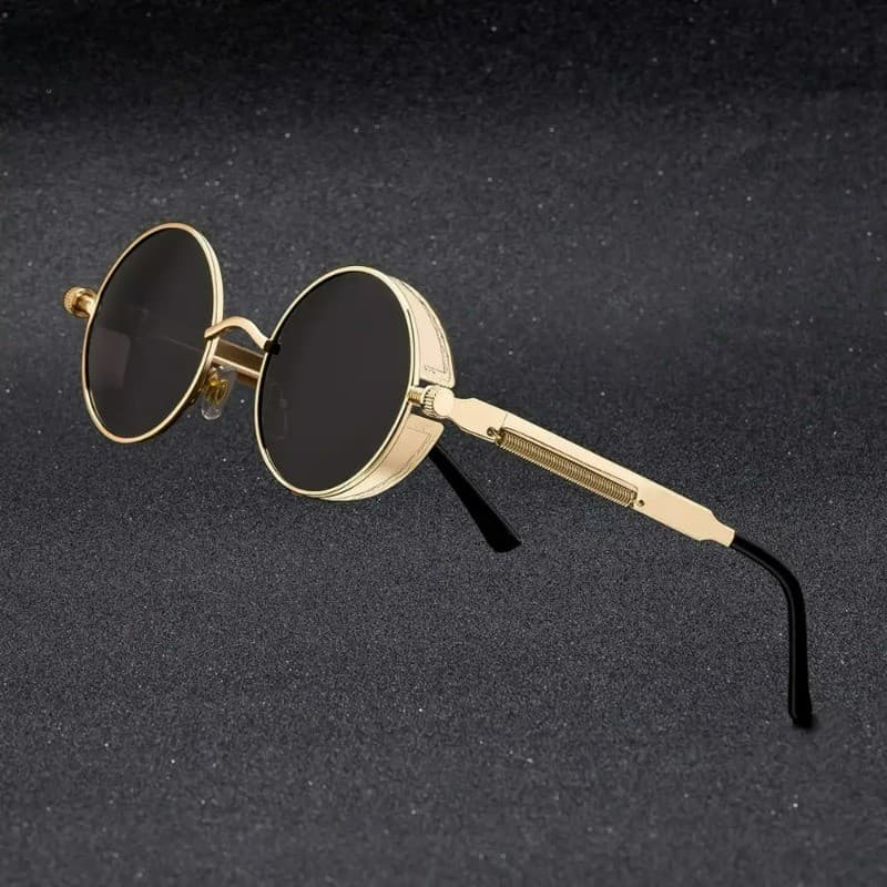 Vintage Redondo Polarizado Óculos De Sol Retro Steampunk Para Homens Mulheres Pequeno Círculo De Metal Condução UV400