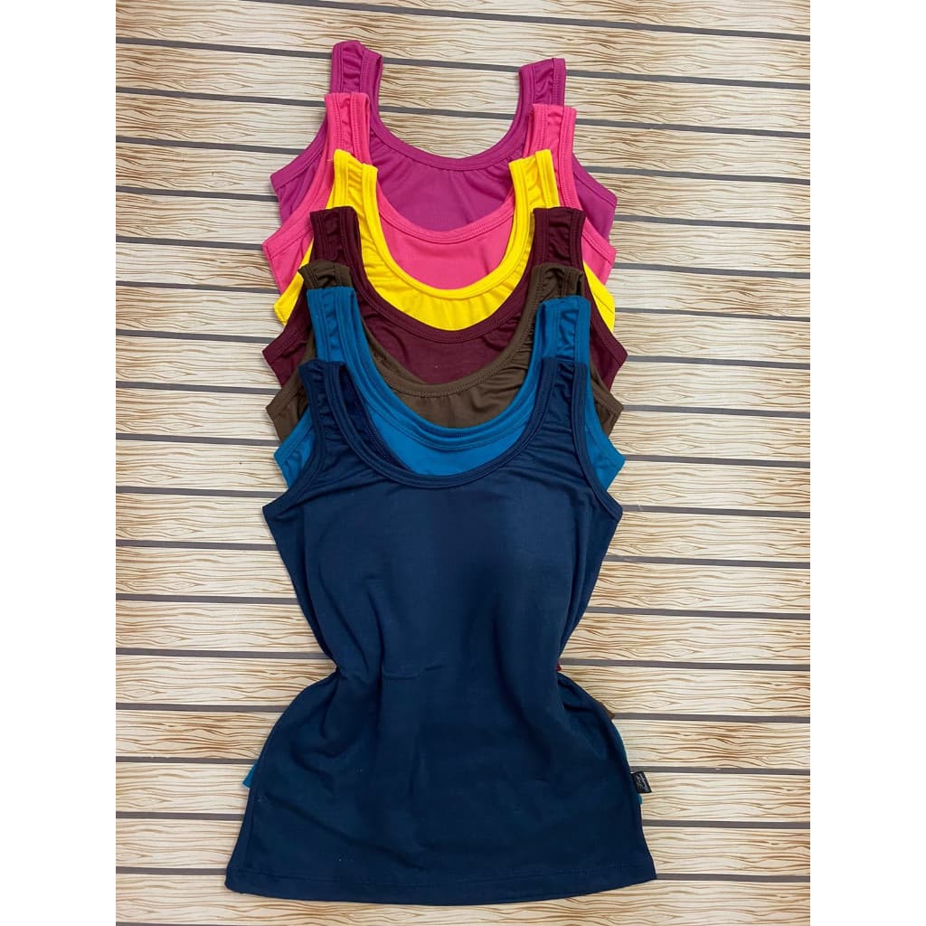 Kit 5 Regata Feminina de Alça Larga, Alça Grossa, Básica, Malha Camurça HGEL