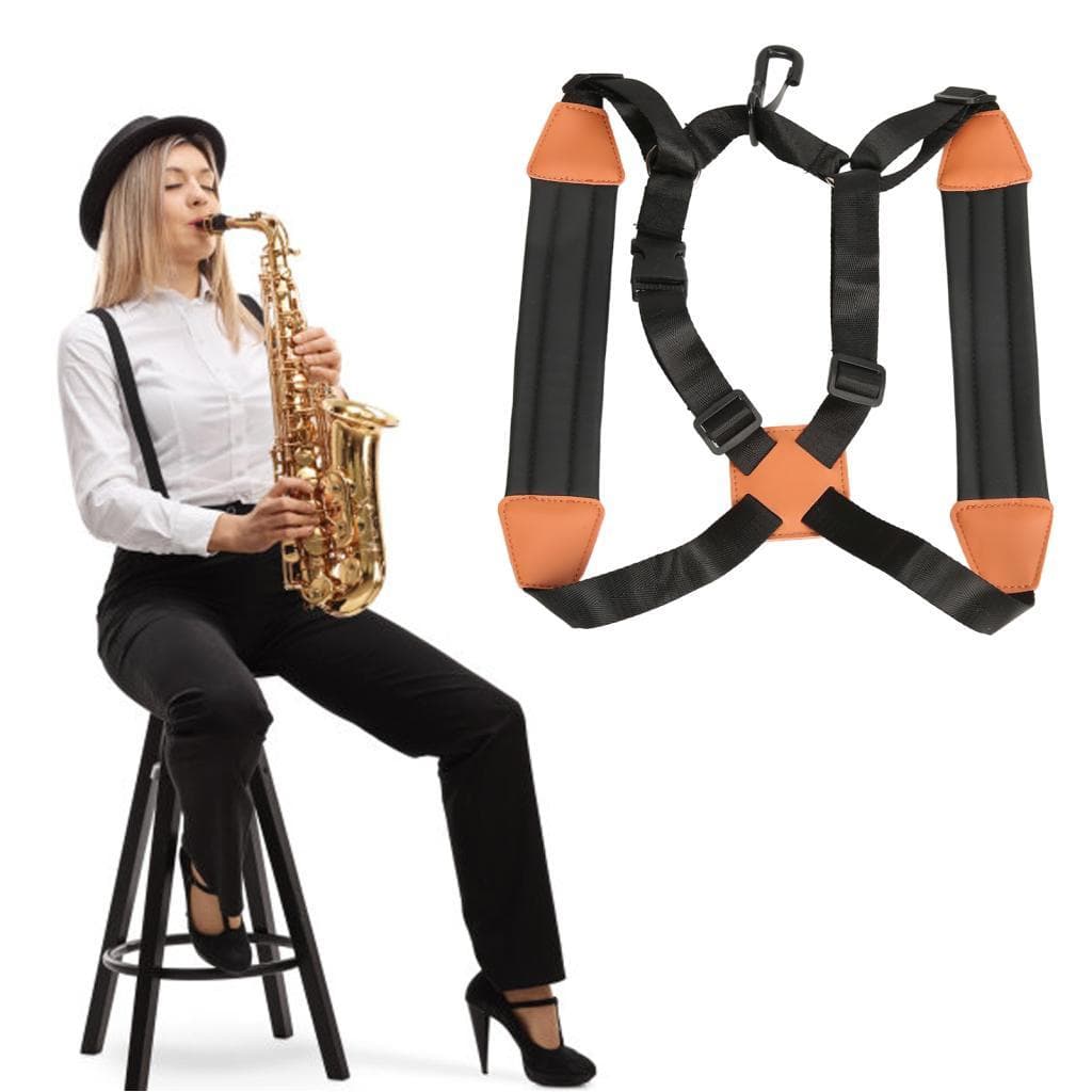 Alça para saxofone, cinta grossa para aliviar a pressão do pescoço, ajustável, ombro para barítono tenor alto l,