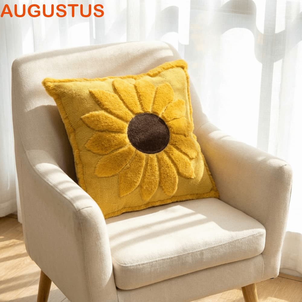 Capa De Almofada Lombar AUGUSTUS , Fronha Macia De Girassol Estilo Rústico , Confortável