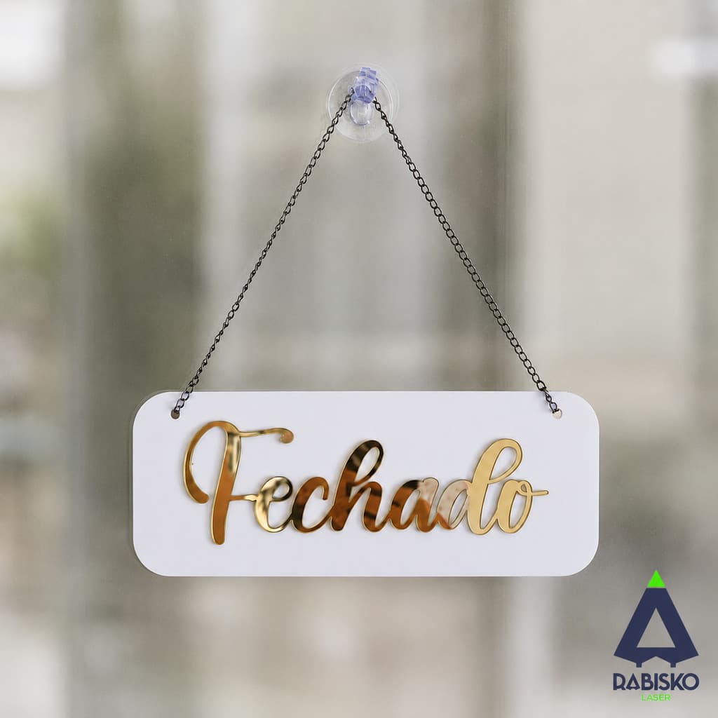 Placa Acrílico Aberto/Fechado