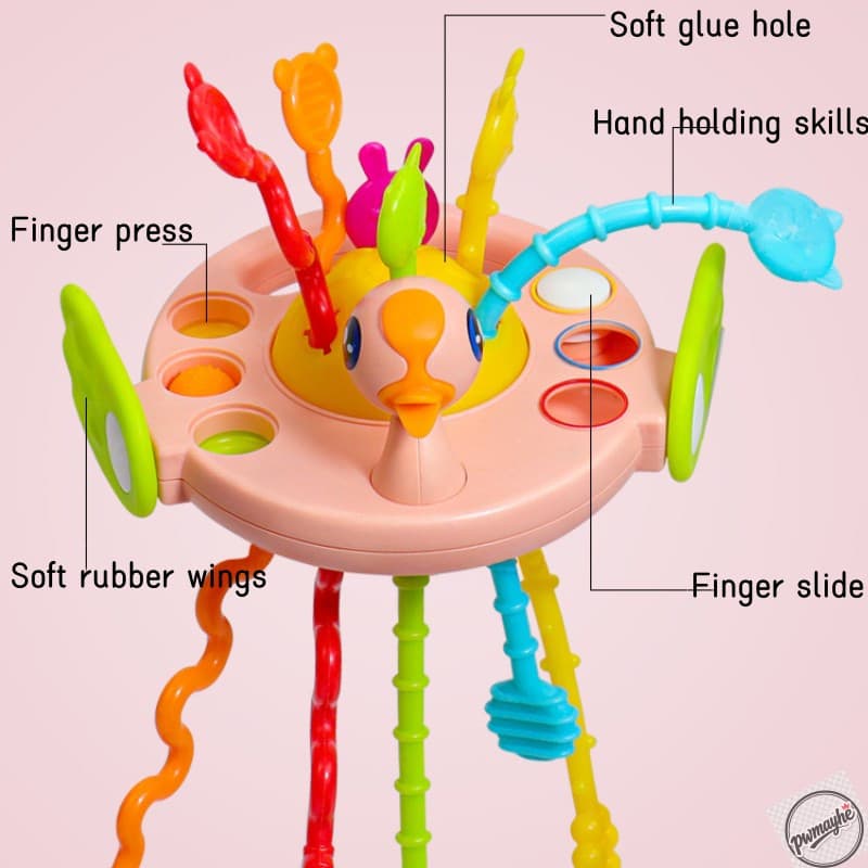 Brinquedo de Mordida para Bebês - Corda Sensorial Montessori de Silicone Mastigável para Desenvolvimento de Recém-Nascid