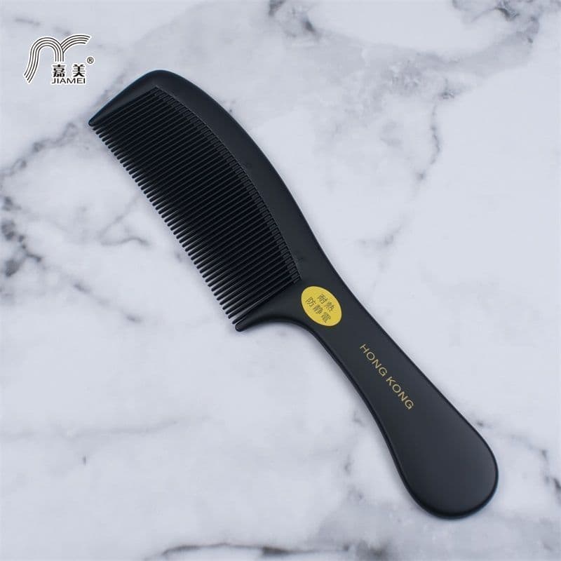 Pente antiestático Jiamei preto, pente especial para barbearia, pente longo para rabo de cavalo doméstico26.7.29