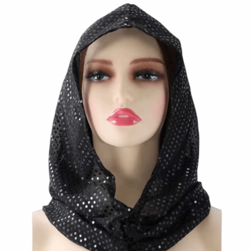 Lenço Com Capuz De Lantejoulas , Turbante Leve E Respirável Brilho , De Cor Sólida , Envoltórios De Cabeça Macias