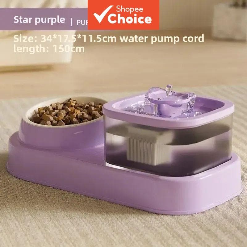 Bebedouro automático para animais de estimação, desmontável, com filtro, fonte de água circulante e comedouro para gatos