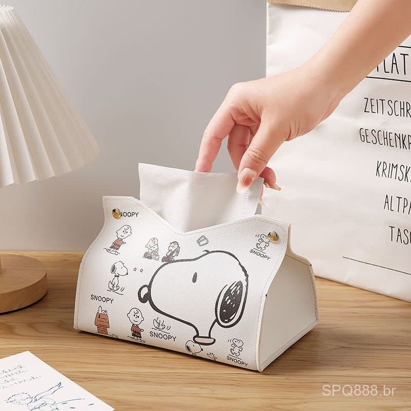 Suporte de Lenços de Papel Snoopy Cartoon para Sala de Estar e Mesa de Jantar Caixa de Armazenamento