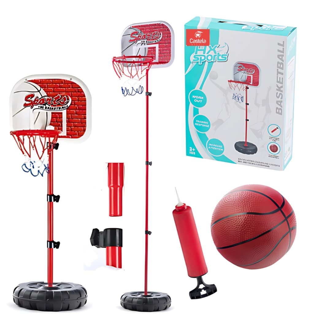 Cesta De Basquete Infantil Regulável 1,70m Castela Brinquedo Com Bola Tabela Pedestal Esporte Menino Menina Presente