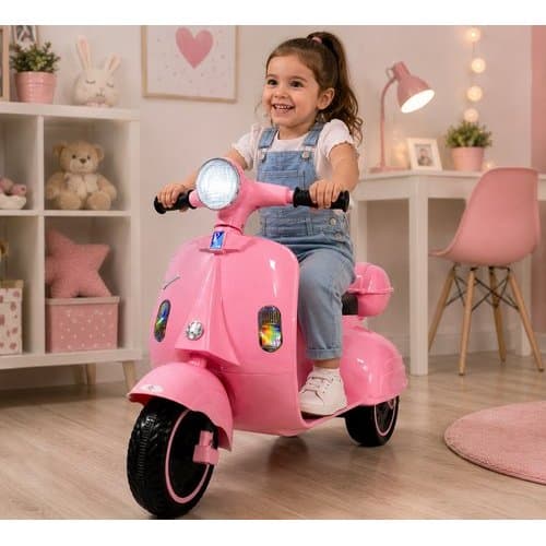 Scooter Eletrica Infantil Rosa Veiculo Motorizado Seguro Diversao Crianca