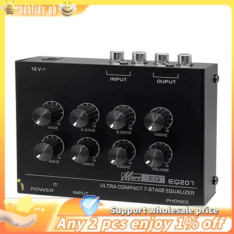 Pré-Amplificador EQ207 Equalizadores De 7 Bandas Modificadores De Som DC12V Entrada De Energia Mixer De Áudio