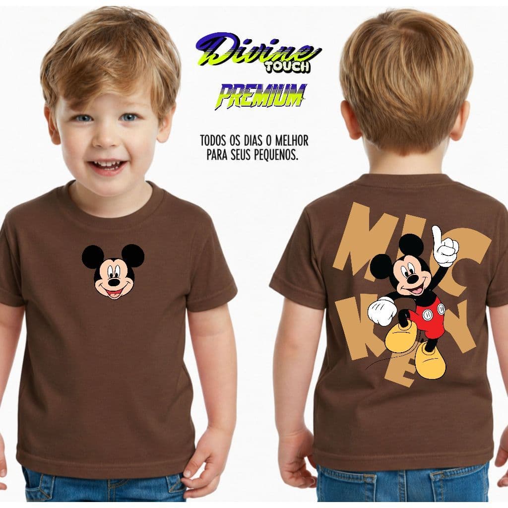 Camiseta Infantil  Streetwear Malha 100% Algodão Camisa Juvenil Estilosa Mickey Desenho Animado