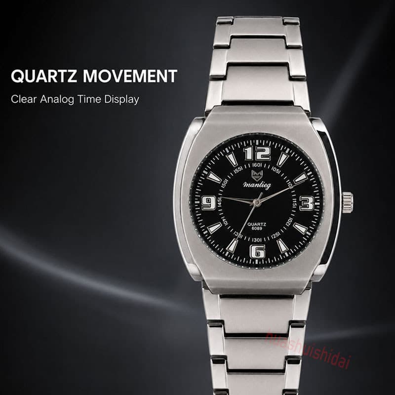Relógio De Quartzo Masculino 41mm Mostrador Preto Negócios Moda Pulseira De Aço